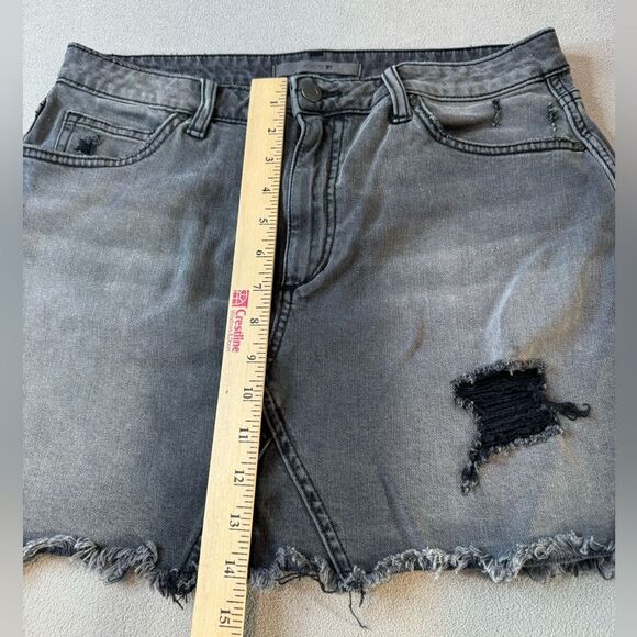 Joe's Jeans Mini Skirt Womens Size 31 Washed Black Destroyed Denim Frayed Hem - Picture 5 of 16